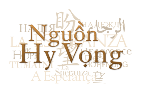 Text collage of the word "hope" in Vietnamese
