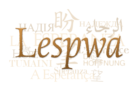 Text collage of the word "hope" in Haitian Creole